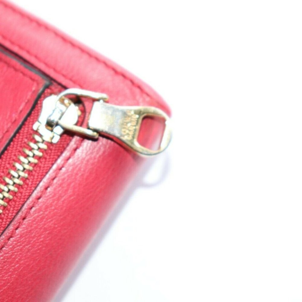 Loewe Women's Small Red Wallet Continental Card Holder Leather Snap Closure Bag - Picture 7 of 10